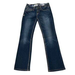 Adiktd Bootcut Jeans Womens Mid Rise‎ Embellished Stretch Blue Denim 2/w27